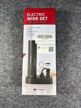 Electric Wine Set Rechargeable Opener 4 in 1- Black